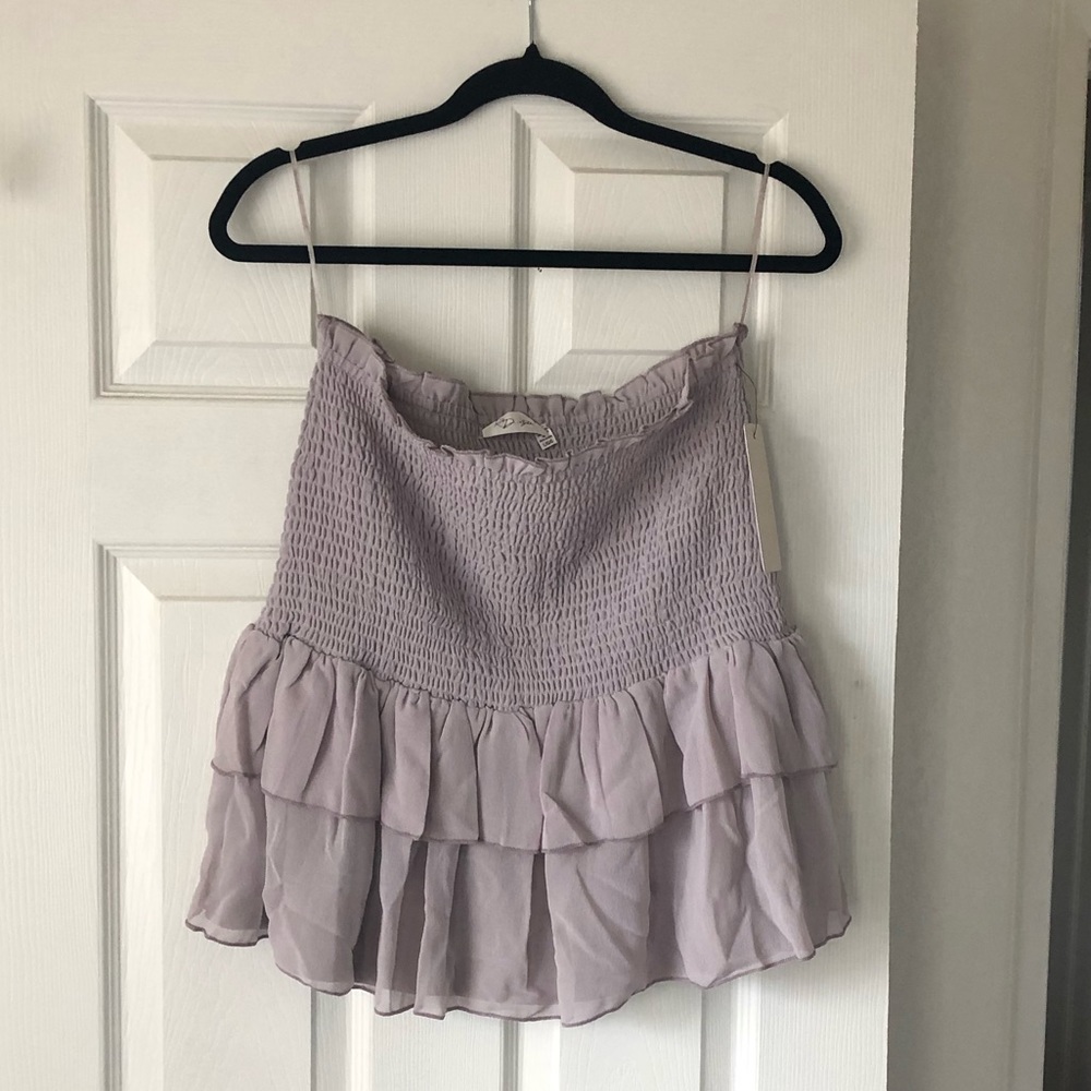RD STYLE Smocked Tiered Mini Skirt Violet Ice Large - Picture 3 of 7